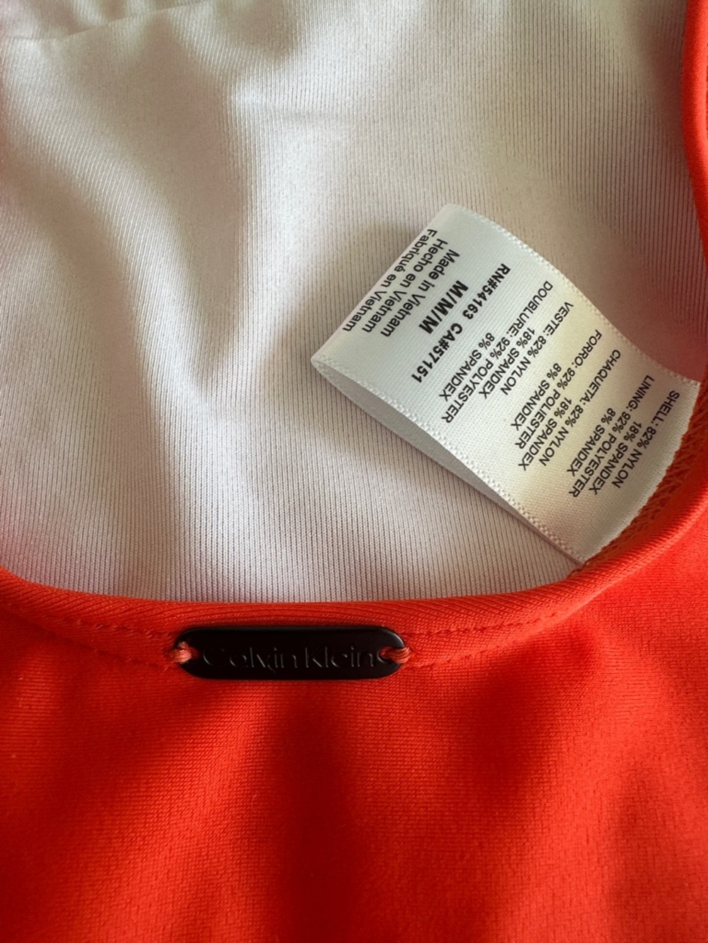 Calvin Klein Vibrant Orange-Red One-Piece Swimsuit - Picture 3 of 8